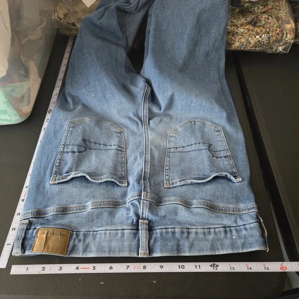 American Eagle Curvy Super Hi-Rise Jegging Crop Denim Blue Jeans Size 12 Regular